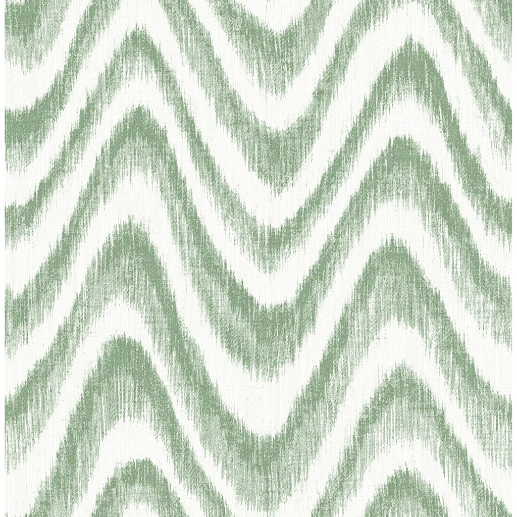 A-Street Prints Bargello Green Faux Grasscloth Wave Wallpaper