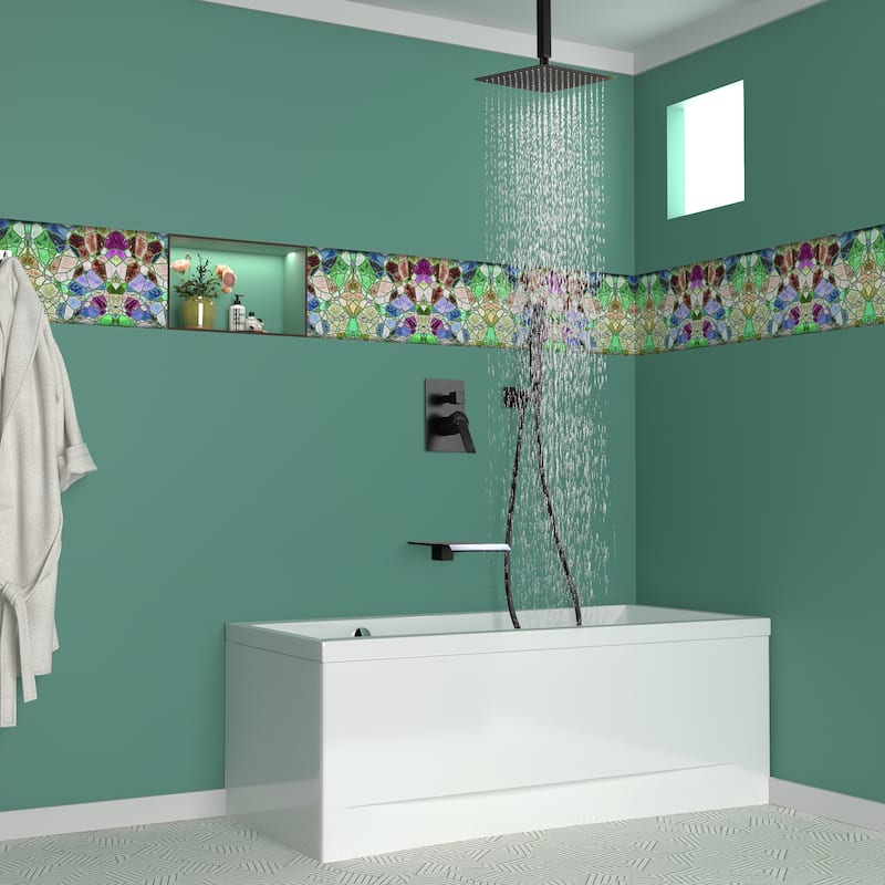 3-Function Ceiling Mount Shower Faucet with 10 in. Fixed Shower Head
