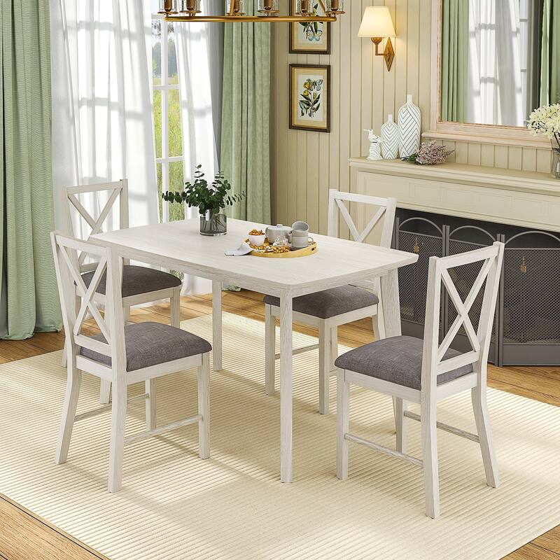 Javlergo Kitchen Table and Chairs for 4/6 Dining Room Table Set,Wood Elegant Kitchen Sets - 5-Piece Sets