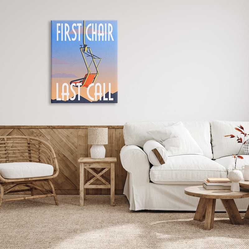 Stupell First Chair Last Call Winter Ski Sport Phrase Canvas Wall Art Design By Daphne Polselli