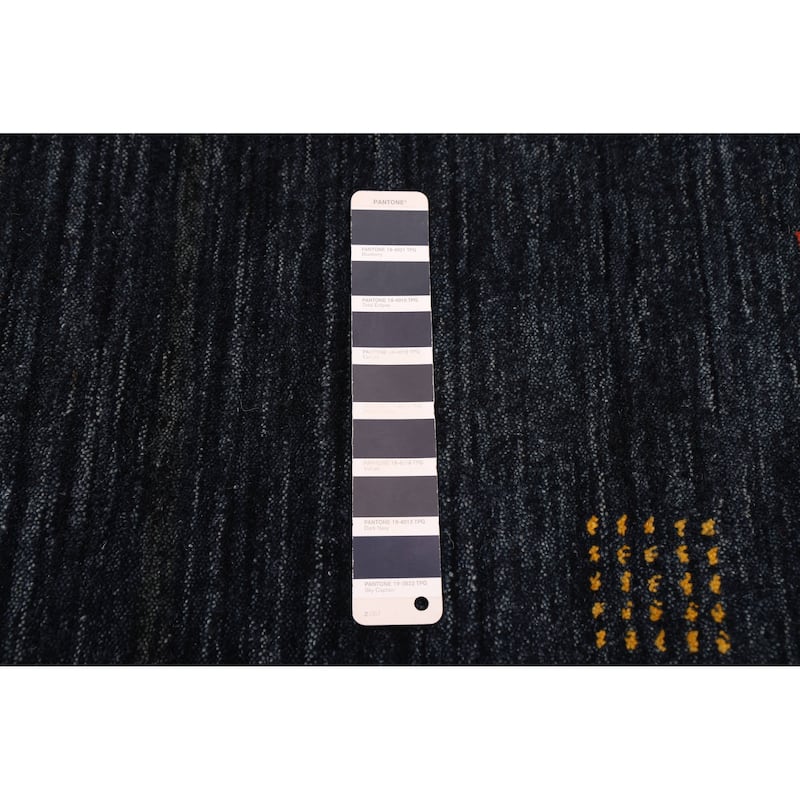 ECARPETGALLERY Hand Loomed Kashkuli Gabbeh Navy Wool Rug - 6'8 x 8'1