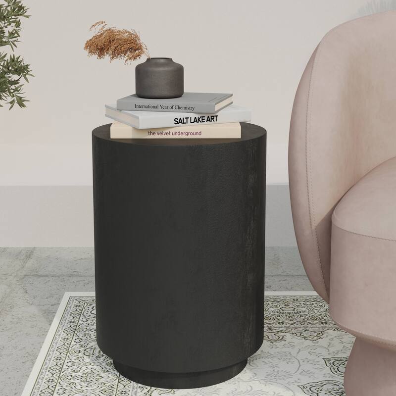 Ramble 14" Wide Round Side Table in Fiberstone Tapered Base Design End Table for Indoor and Outdoor