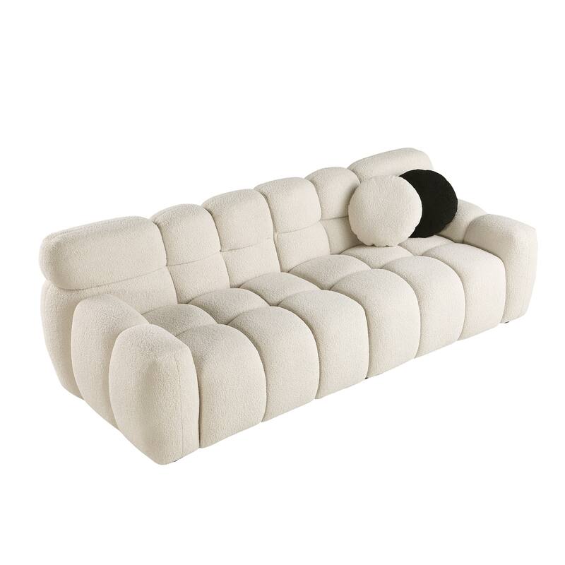 Modern 3-Seat Boucle Sofa with Clean Lines and Plush Cushions