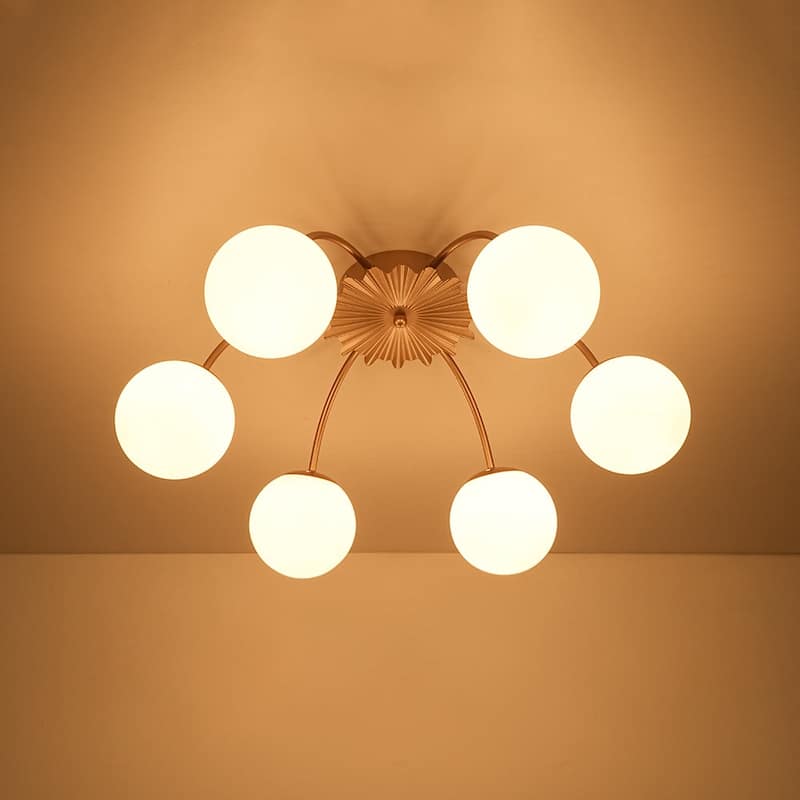 Mid-Century 12-Light Milky Glass Globe Sputnik Ceiling Light - 39in