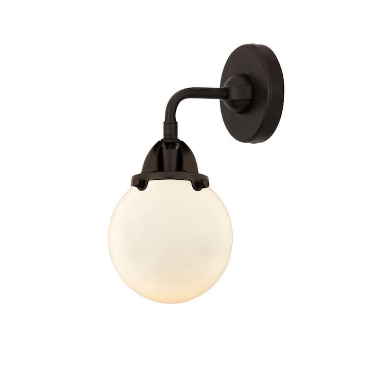 Innovations Lighting 288-1W-10-6 Beacon Sconce Beacon 10" Tall Wall - Oil Rubbed Bronze / Matte White