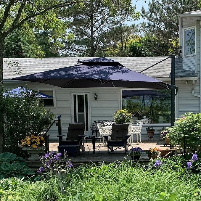 PURPLE LEAF 9 X 12 ft Square Cantilever Umbrellas with Tilt-and-Crank with Base