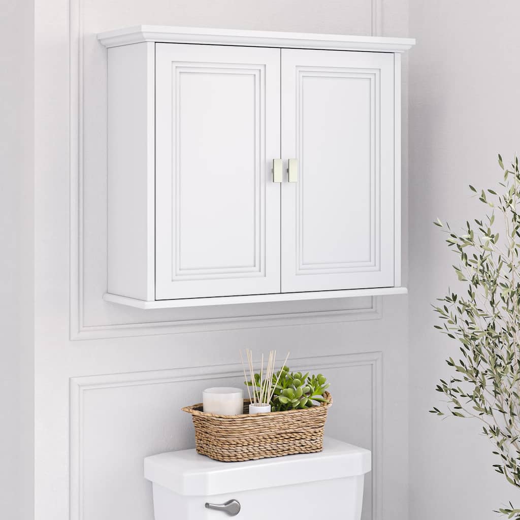 Geneva Two-Door Wall Cabinet with Layered Doors – White