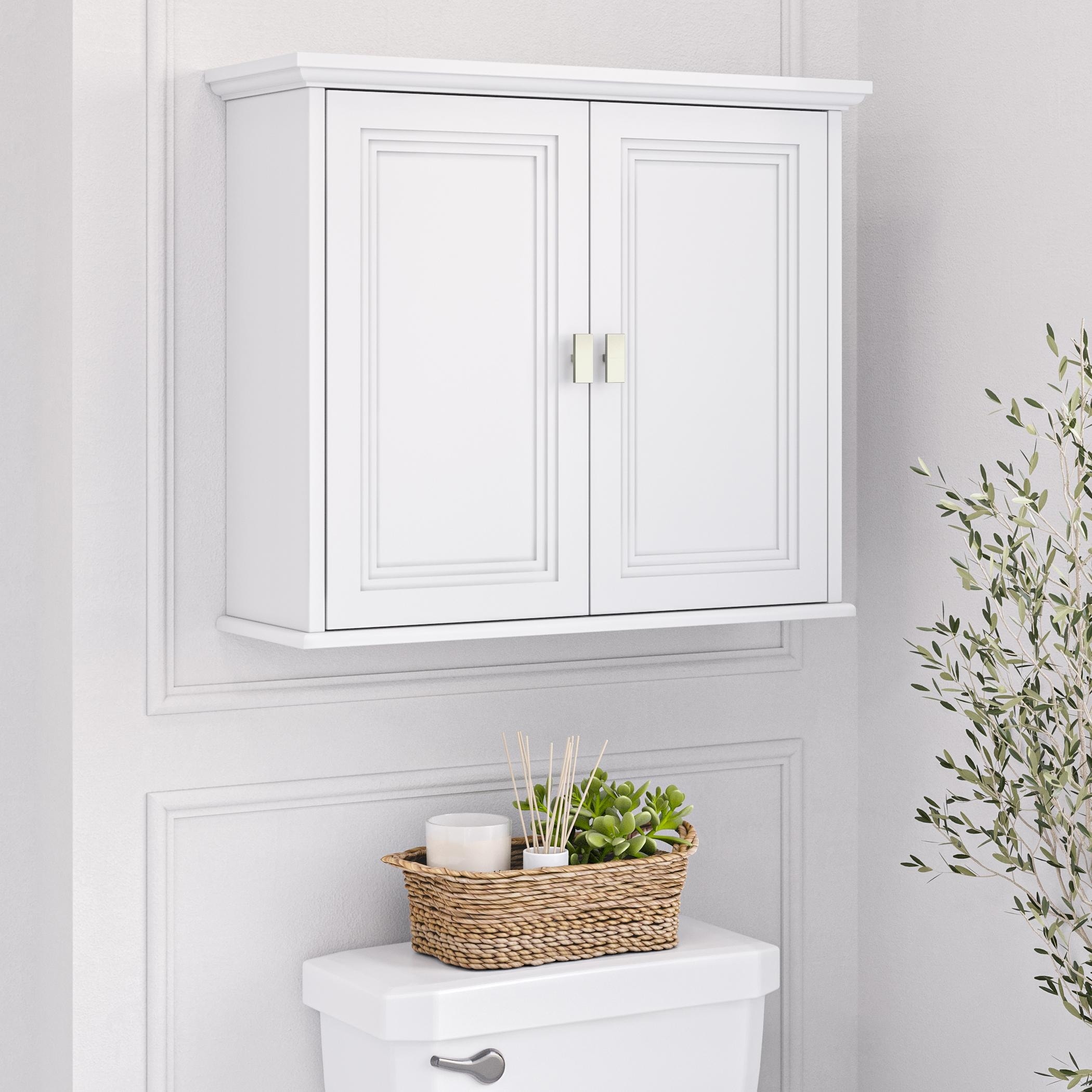 RiverRidge Geneva Two-Door Bathroom and Laundry Wall Mount Storage Medicine Cabinet with Fixed and Adjustable Shelves - White