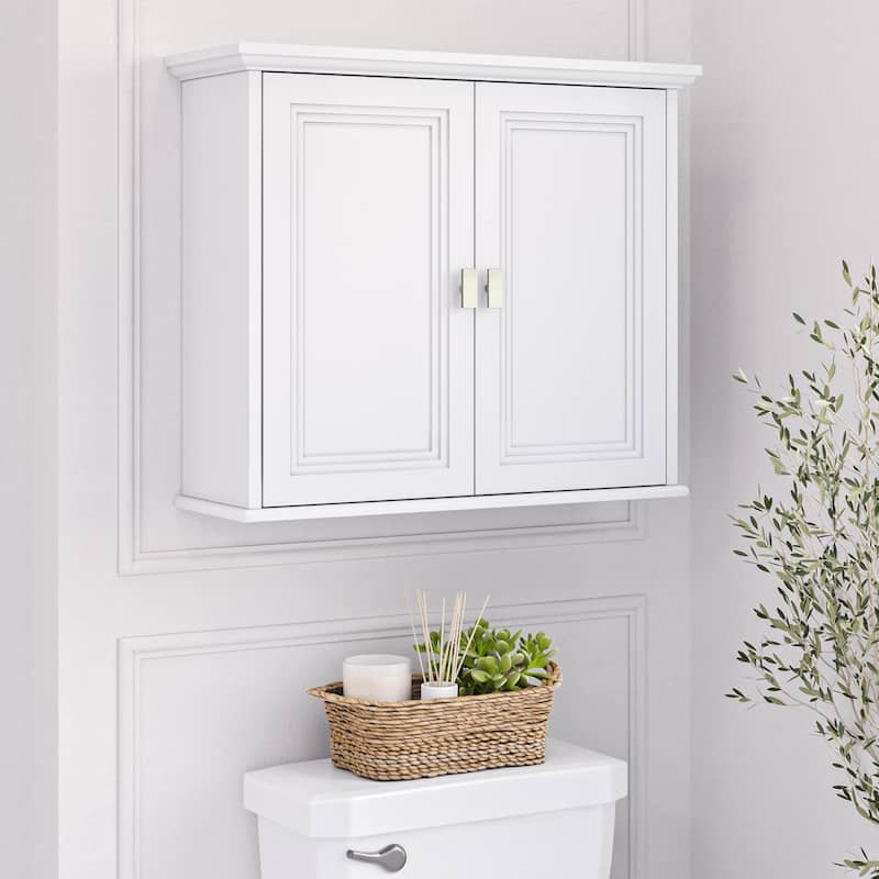 Geneva Two-Door Wall Cabinet with Layered Doors – White