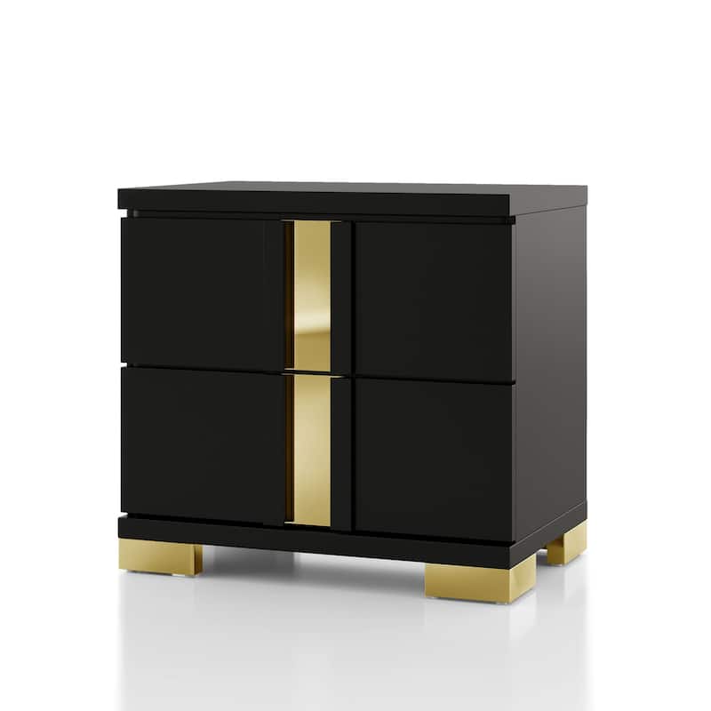 Furniture of America Halifax Modern Rubberwood Black Chest and 2 Nightstand Bedroom Set