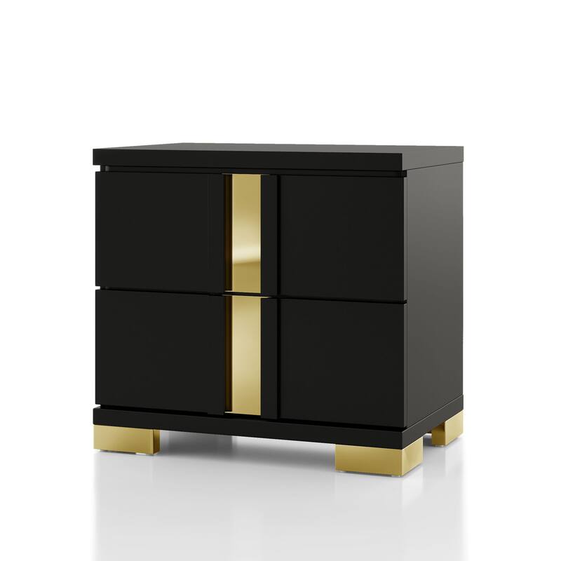 Furniture of America Halifax Modern Rubberwood Black Dresser and 2 Nightstand Bedroom Set