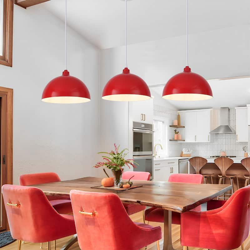 1 - Light 11.8" W Single Dome Pendant for Kitchen Island Dining Room (Set of 3) - W 11.81 in