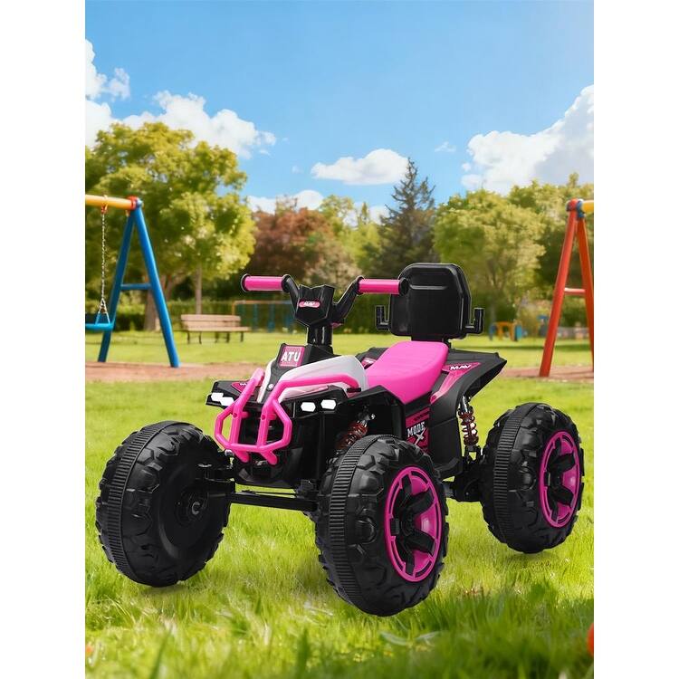 Ride On Toy Car,12V Electric ATV Car for Kids, 4 Wheeler Electric Toy Car with Bluetooth,light,Leather Seaters