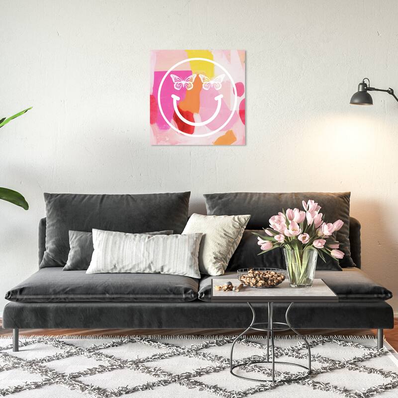Wynwood Studio Canvas Abstract Butterfly Face Pink and Bohemian & Eclectic Wall Art Canvas Print - 20 x 20
