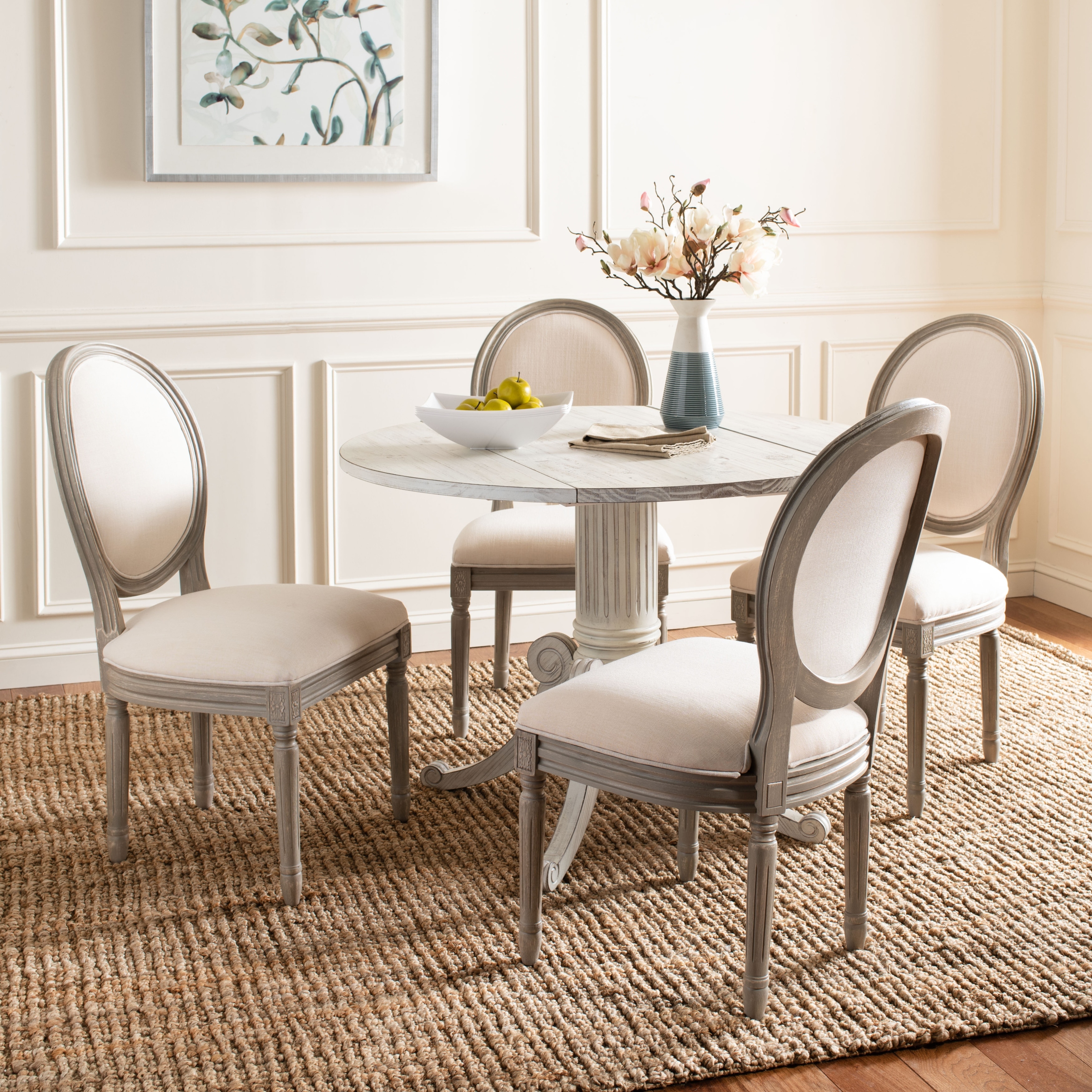 SAFAVIEH Dining Old World Holloway Light Beige Oval Dining Chairs Set of 2 19.8
