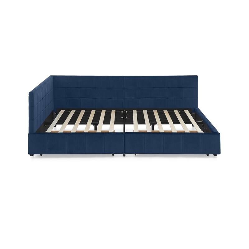 Bedroom Storage Upholstered Tufted DayBed With 2-Drawers