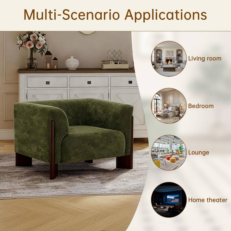 Upholstered Nordic Wide Seat Tuxedo Arms Barrel Chair Set of 2