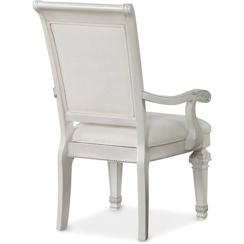 Formal Dining Arm Chairs Set Tufted Ivory Finish