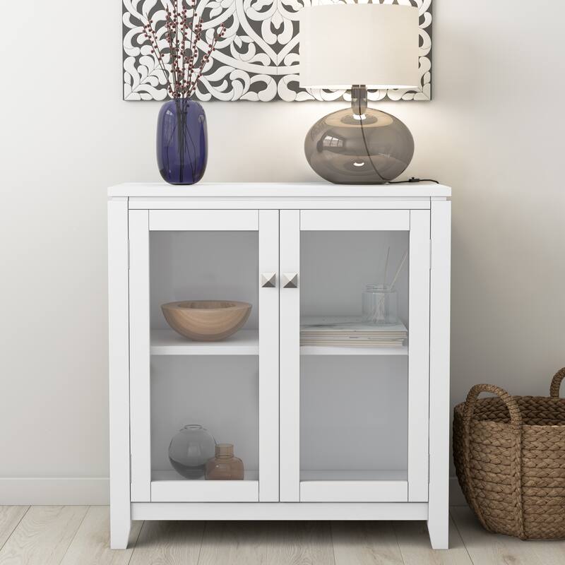 WYNDENHALL Essex SOLID WOOD 30 inch Wide Contemporary Low Storage Cabinet - 30"w x 14"d x 31" h