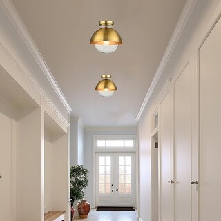 E26 socket flush mount light satin gold ceiling fixtures glass, metal ...
