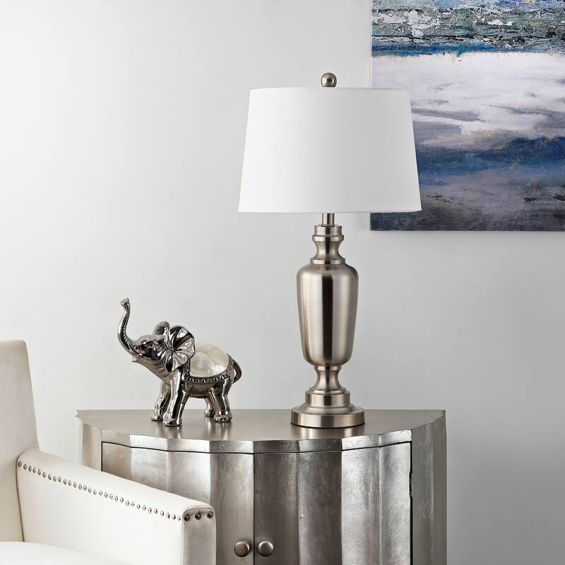 SAFAVIEH Lighting Souha 28-inch Iron Table Lamp - 15" x 15" x 28" - 15Wx15Dx28H - Nickel