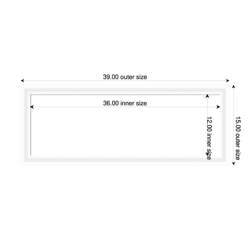 Oliver Narrow Framed Dry Erase Magnetic Board - 39 x 15 in - Oliver White Narrow