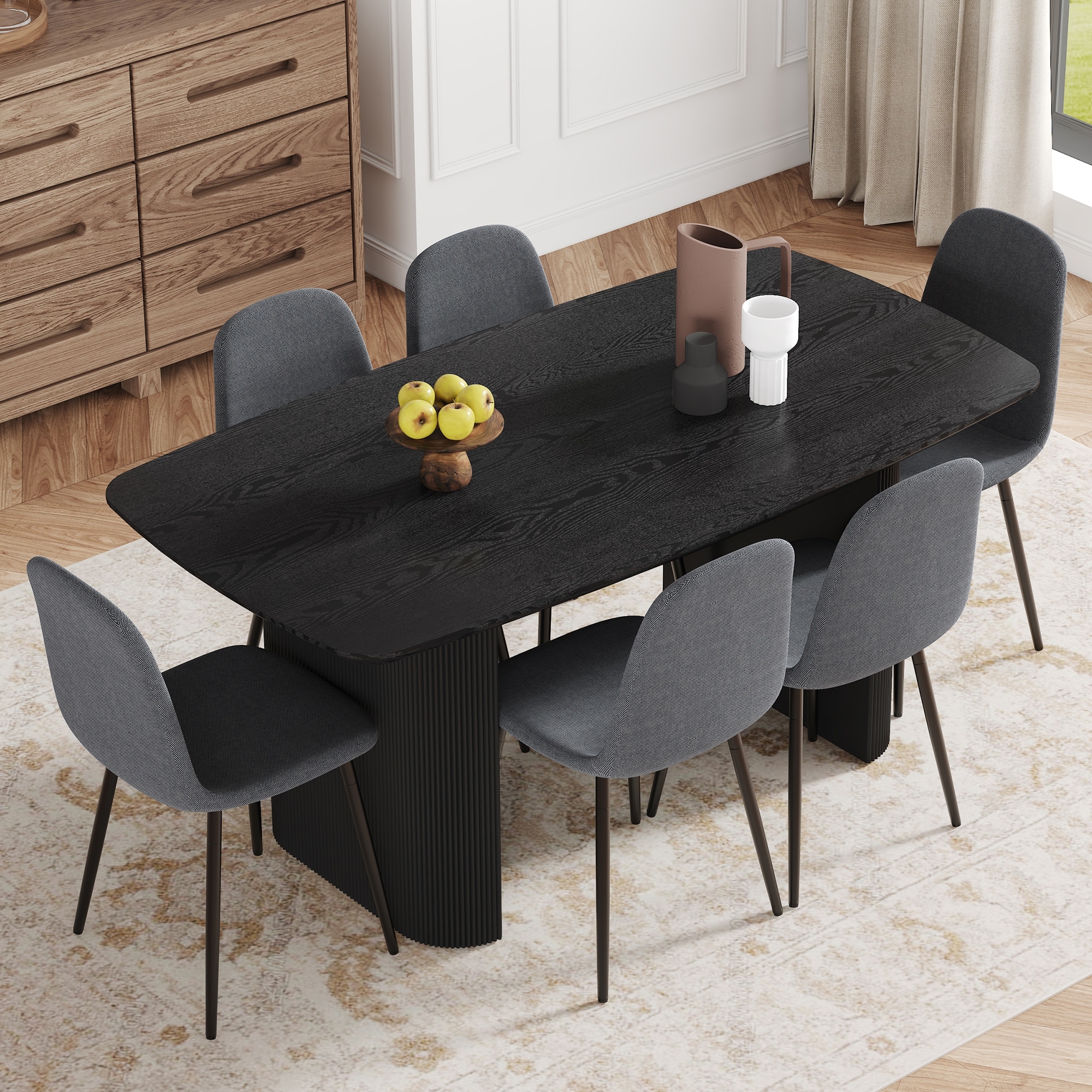7-Piece Dining Table Set with 6 Dining Chairs for Living Dining Room