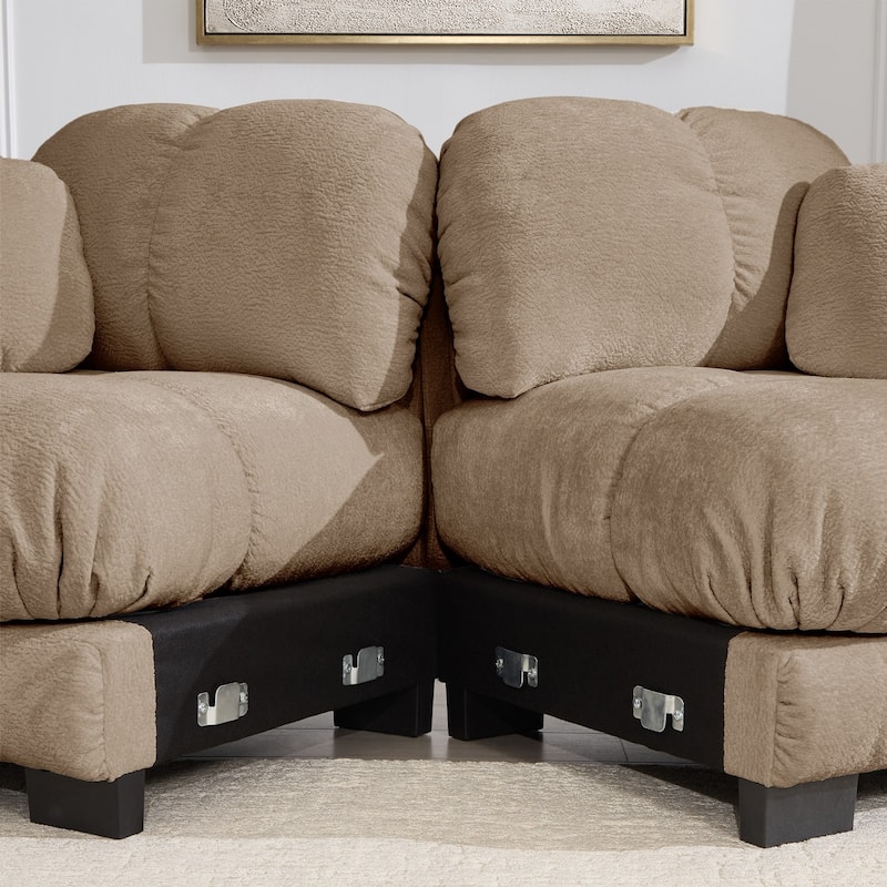 103.9" Modular Chenille Sectional Sofa with Pillows and Quilted Cushions
