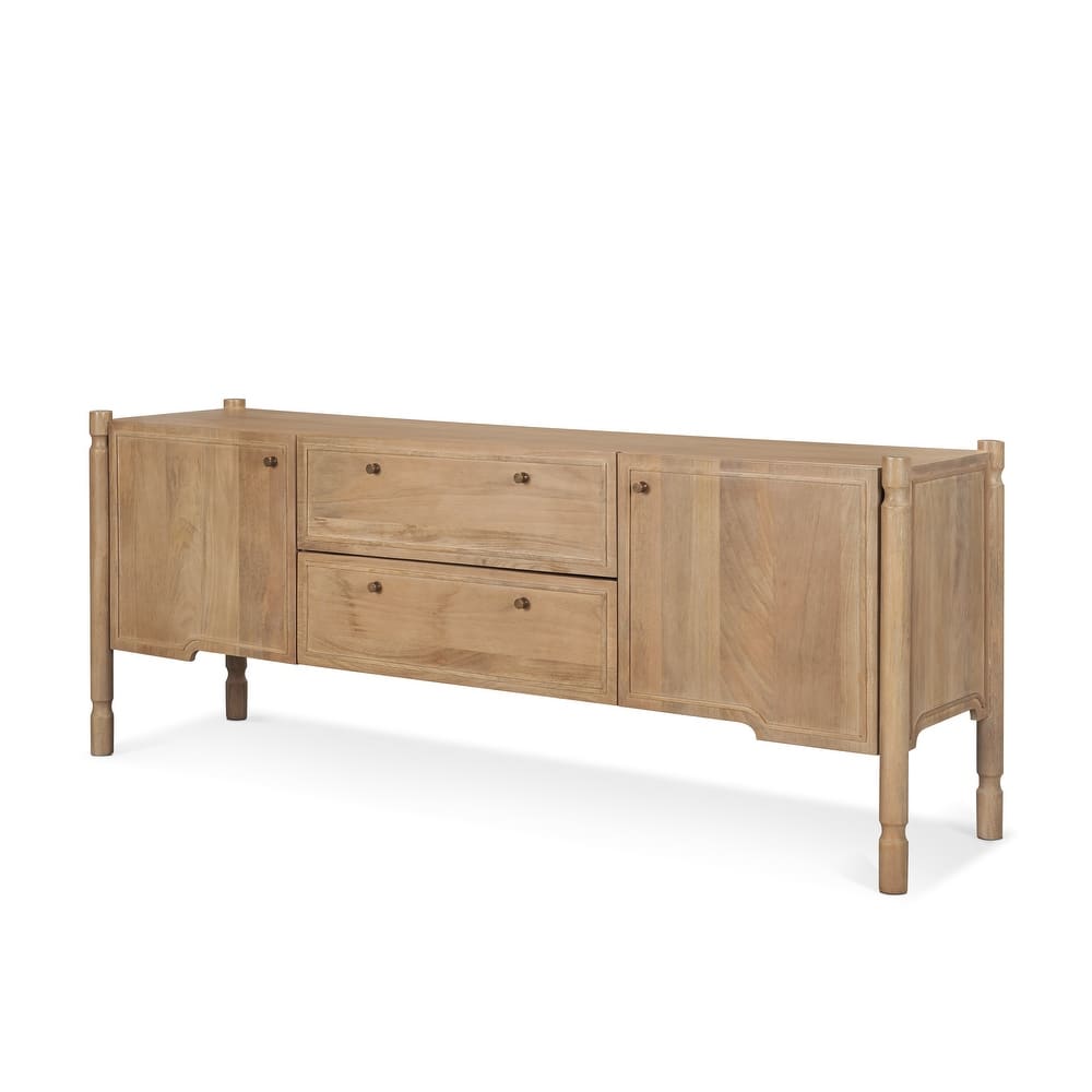 Grier Light Brown Solid Wood With Cane Accents Media Console