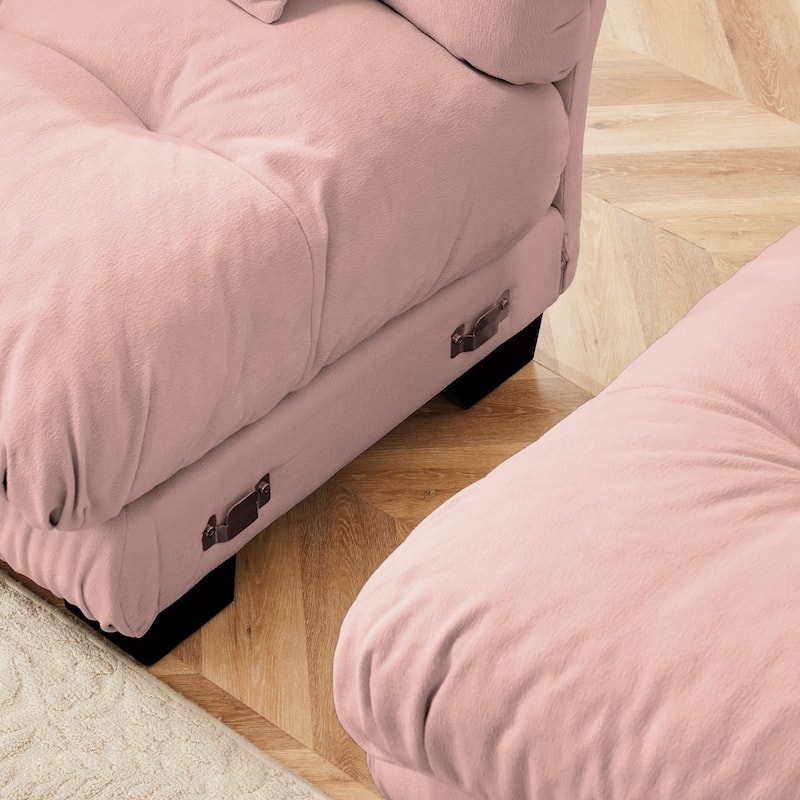 Modular U-shaped Deep Seat Sectional Sofa Couch with 2 Ottomans and Pillows