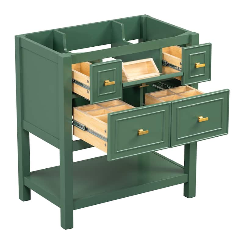 30'' Bathroom Vanity without Sink, Free Standing Single Vanity with 5 Drawers, Solid Wood Frame Bathroom Storage Cabinet