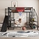 preview thumbnail 15 of 22, Industrial Full Size Loft Bed with Basketball Hoop, Slide & Stairs, Heavy Duty Metal Loft Bed Frame with Shelf, Desk & Wardrobe