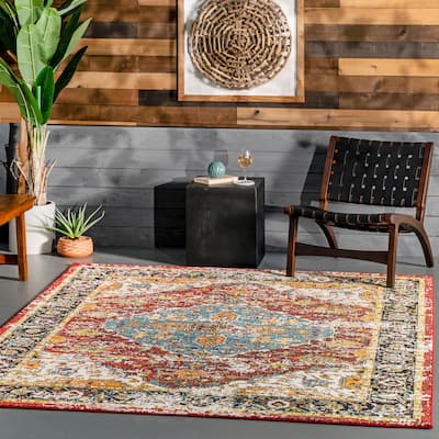 Nuloom Traditional Indoor/ Outdoor Vintage Bloom Border Area Rug