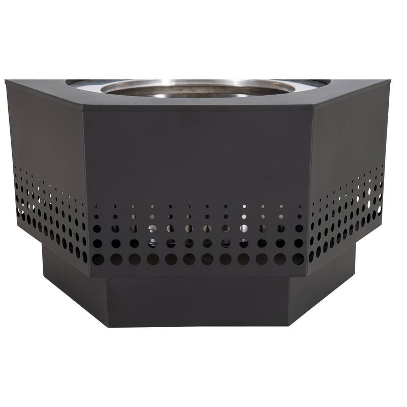 Sunjoy 28 In Smokeless Fire Pit Wood Burning Fireplace with Removable Ash Pan and Fire Poker - N/A