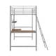 preview thumbnail 17 of 15, Twin Size Metal Loft Bed with L-Shaped Desk & Shelf & Full-Length Guardrail & Ladders
