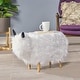 preview thumbnail 1 of 15, Levi Furry Yak Ottoman by Christopher Knight Home White