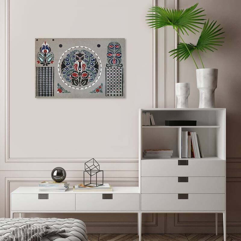 Wynwood Studio Symbols and Objects FLORETA Gray and Light Gray Bohemian & Eclectic Wall Art Canvas Print - 16 x 24
