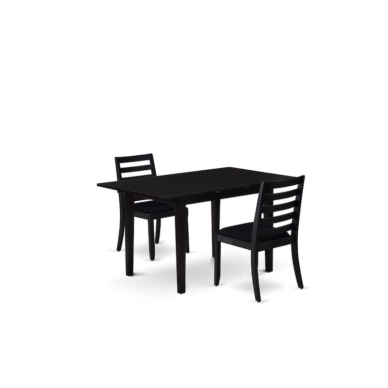 East West Furniture Dining Set Includes a Rectangle Table and Stackable Dinner Chairs, Black (Pieces & Seat Type Options)