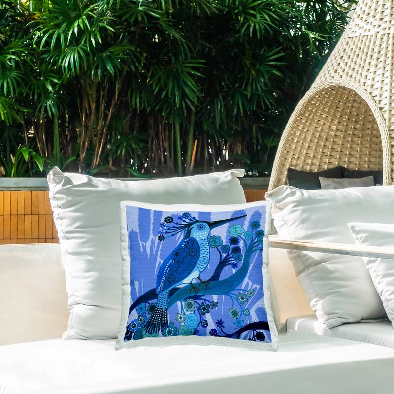 Stupell Folk Style Blue Bird Printed Outdoor Throw Pillow Design by Kay Widdowson