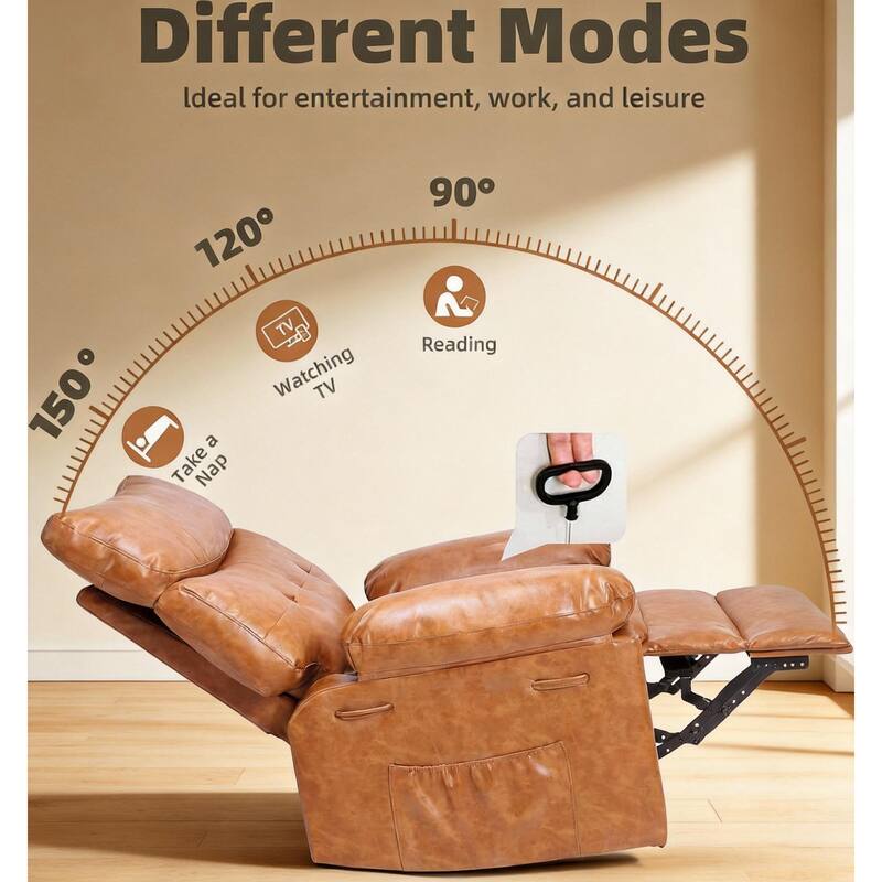 360° Swivel Manual Recliner Chair, with Massage & Remote Control