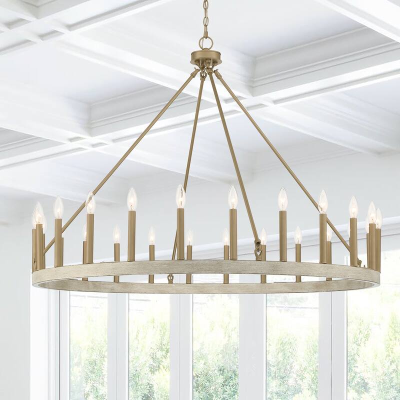 Acroma 24 Light Modern Farmhouse Wagon Wheel Chandelier-UL Certified - N/A