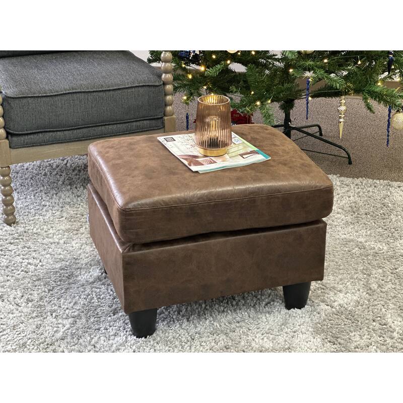 Faux Leather Ottoma,Padded cushion for maximum comfort,Upholstered in rich, breathable faux leather