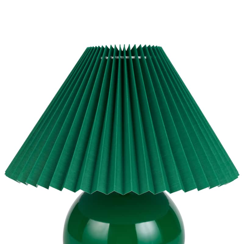 Nourison 13" Round Ceramic Table Lamp with Pleated Shade
