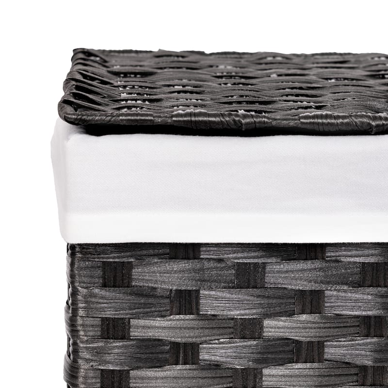 Seville Classics Lidded Foldable Portable Rectangular Laundry Hamper Basket with Washable Liner
