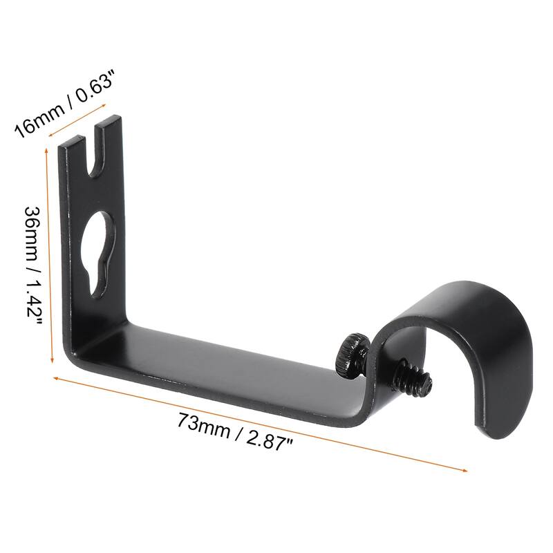 Curtain Rod Bracket Iron Single for 16mm Drapery Rod, 73 x 36 x 16mm Black 2Pcs - White - 108x78mm 1pcs - White - 108x78mm 1pcs