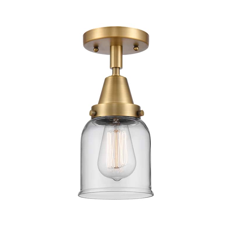 Innovations Lighting Caden Bell - 1 Light 5" Flush Mount - Clear/Brushed Brass