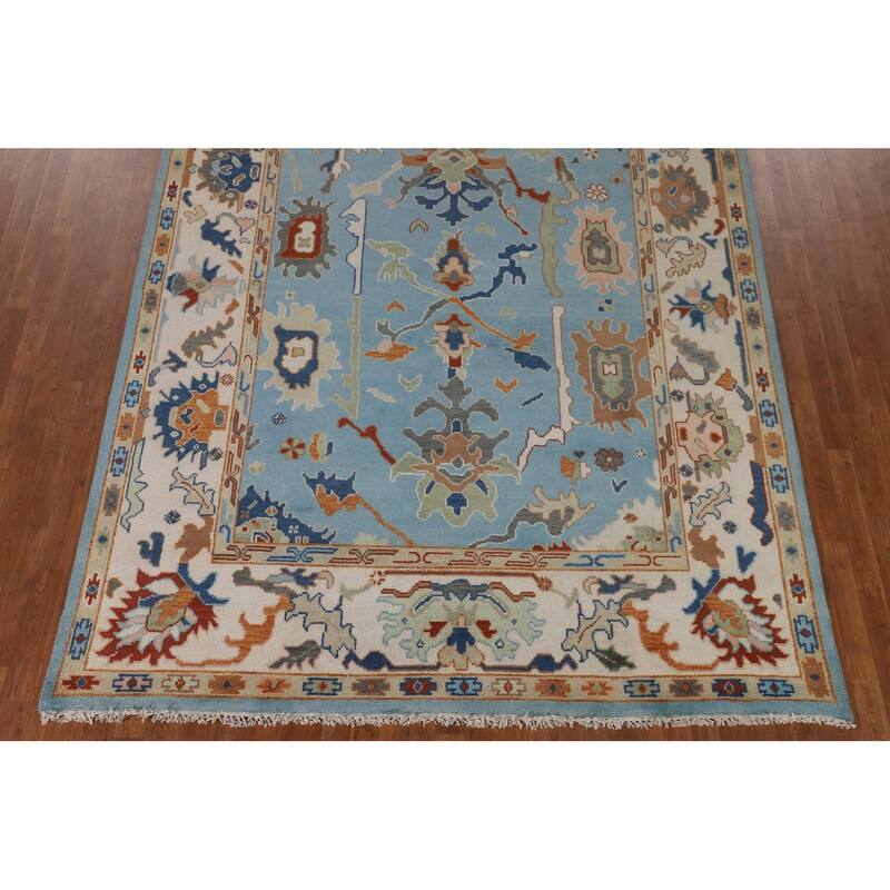 Blue Oushak Indian Area Rug Handmade Wool Carpet - 7'10"x 10'0"