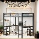 preview thumbnail 1 of 11, Loft Bed Frame for Bedroom, Black with Vintage Wood-Colored Desk Black