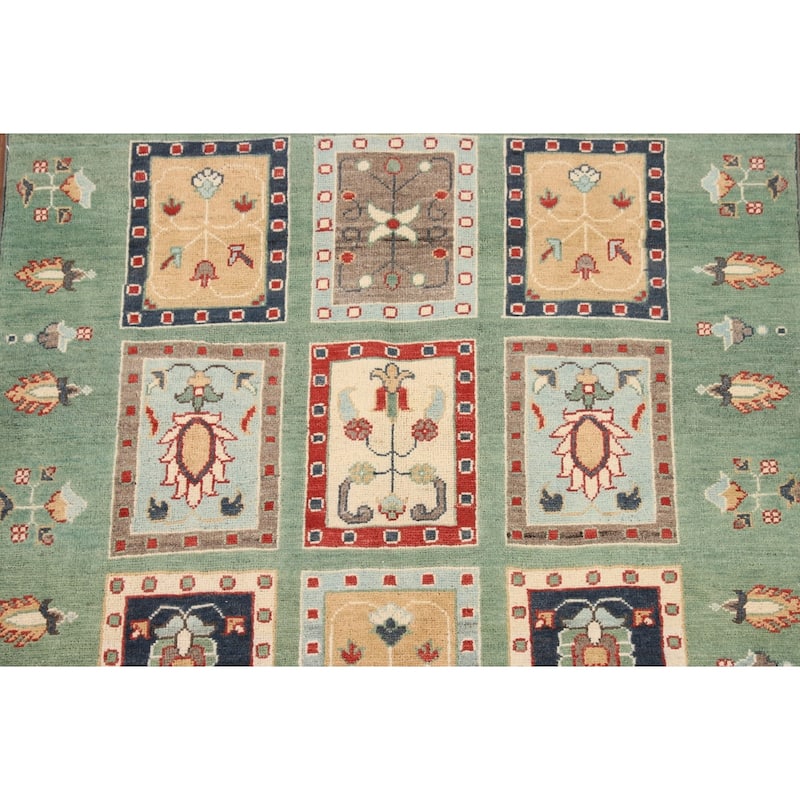 Green Traditional Kazak Oriental Area Rug Handmade Wool Carpet - 3'11" x 6'0"