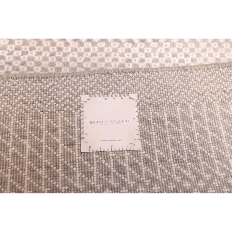 ECARPETGALLERY Hand-knotted Finest Silk Shadow Light Grey Silk, Wool Rug - 2'6 x 7'11